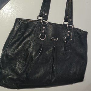 Coach Handbag "Ashley" Satchel Black Leather Handbag